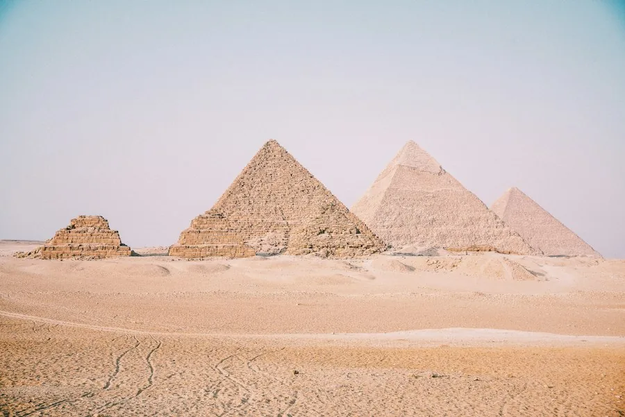 The pyramids of Giza in the desert (illustrative stock photo)